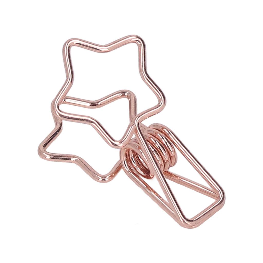 100pcs Star Binder Clips Cute Cartoon Hollow Strong Clamping Force Sturdy Metal Paper Clamps for