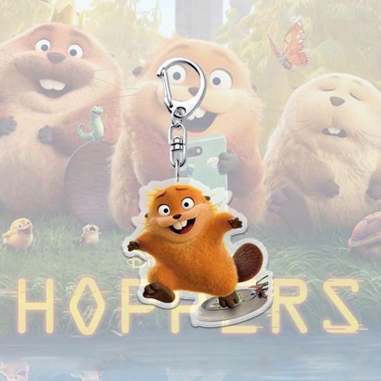 1/6Pcs Keychain Transparent Acrylic Finish Lightweight Keychain Cartoon Beaver Design Expressive Character Key Holder Bags Phone Accessories