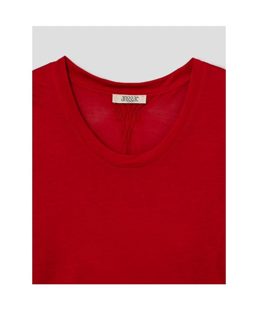 Anggae Scoop Neck Short Sleeve Tshirt Red