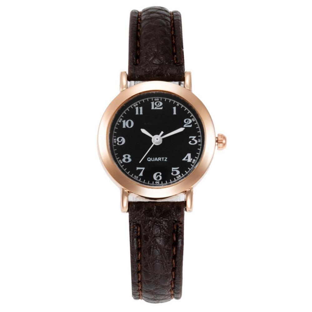Soft Leather Strap Student Wristwatch Round Dial Quartz Clock  For Men and Women