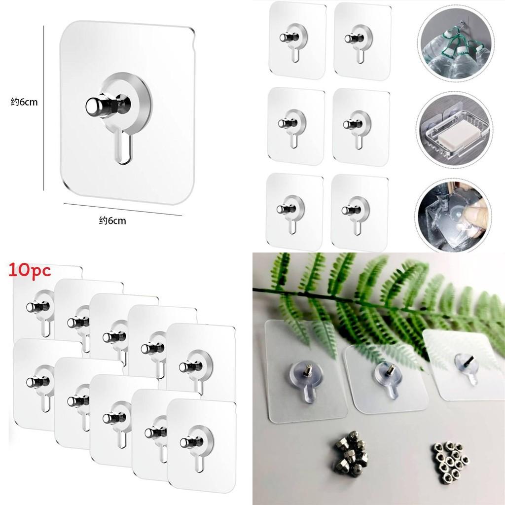 Non Drill Adhesive Hook Stainless Steel Transparent Wall Mount For Home Organization