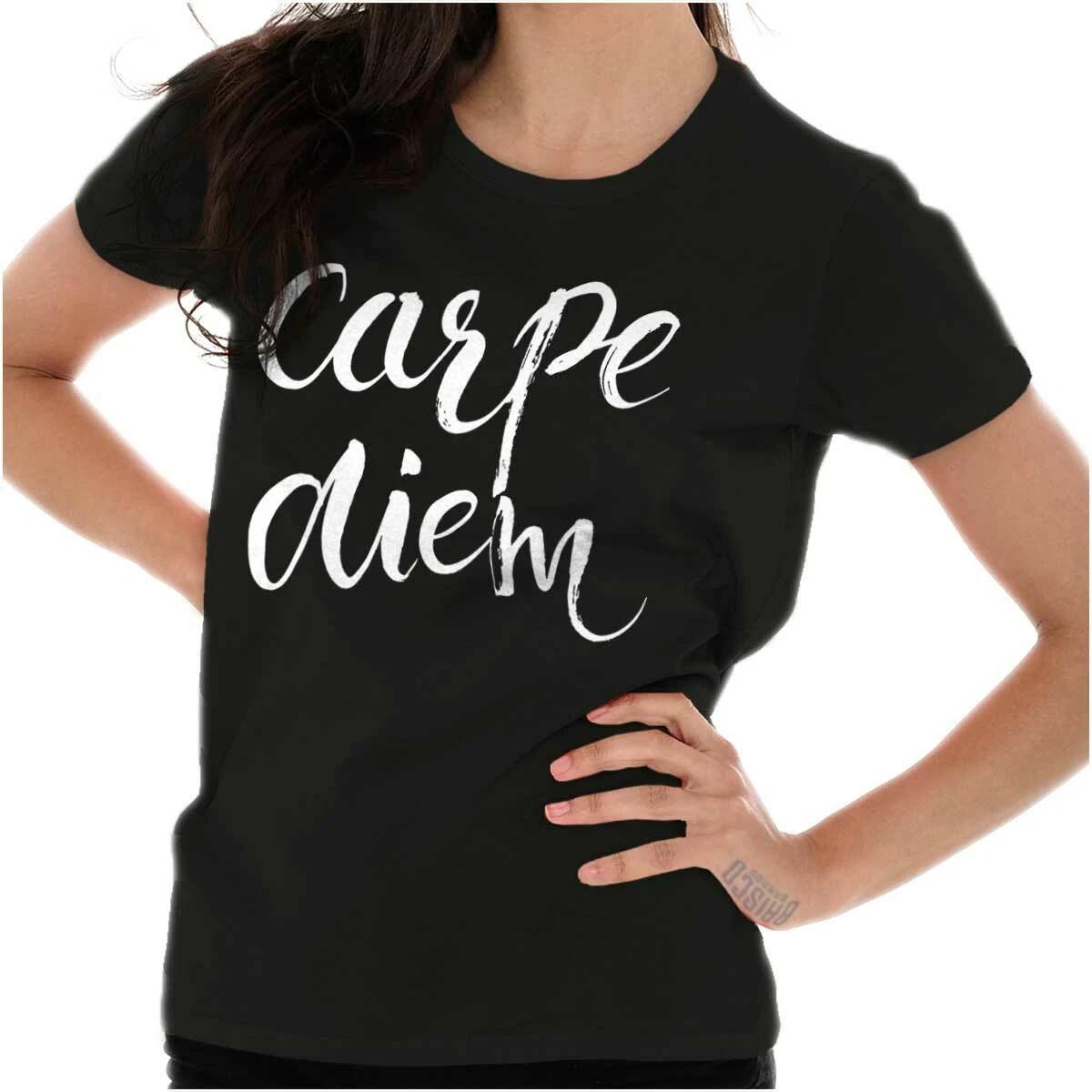 Carpe Diem Seize The Day Inspirational Gift Womens Top Junior Graphic Tee XS