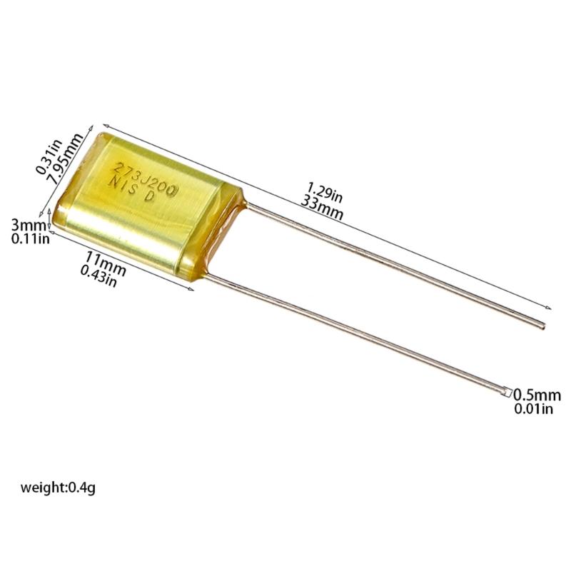 10Pcs Premium Electronic Capacitors 200V 273J with Two Metal Pins for Improved Guitar Sound and Circuit Integration