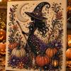 Halloween Pearl Art DIY Kit, Ghost Pumpkin Diamond Painting Craft Set, Sparkling Bead Embroidery Wall Decor for Halloween Home Decoration