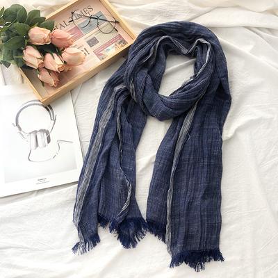 Écharpe Homme Automne Hiver Mode Rayée Coton Lin Écharpes Homme Pashmina Chaud Foulard à Franges Courtes Bufandas Châles
