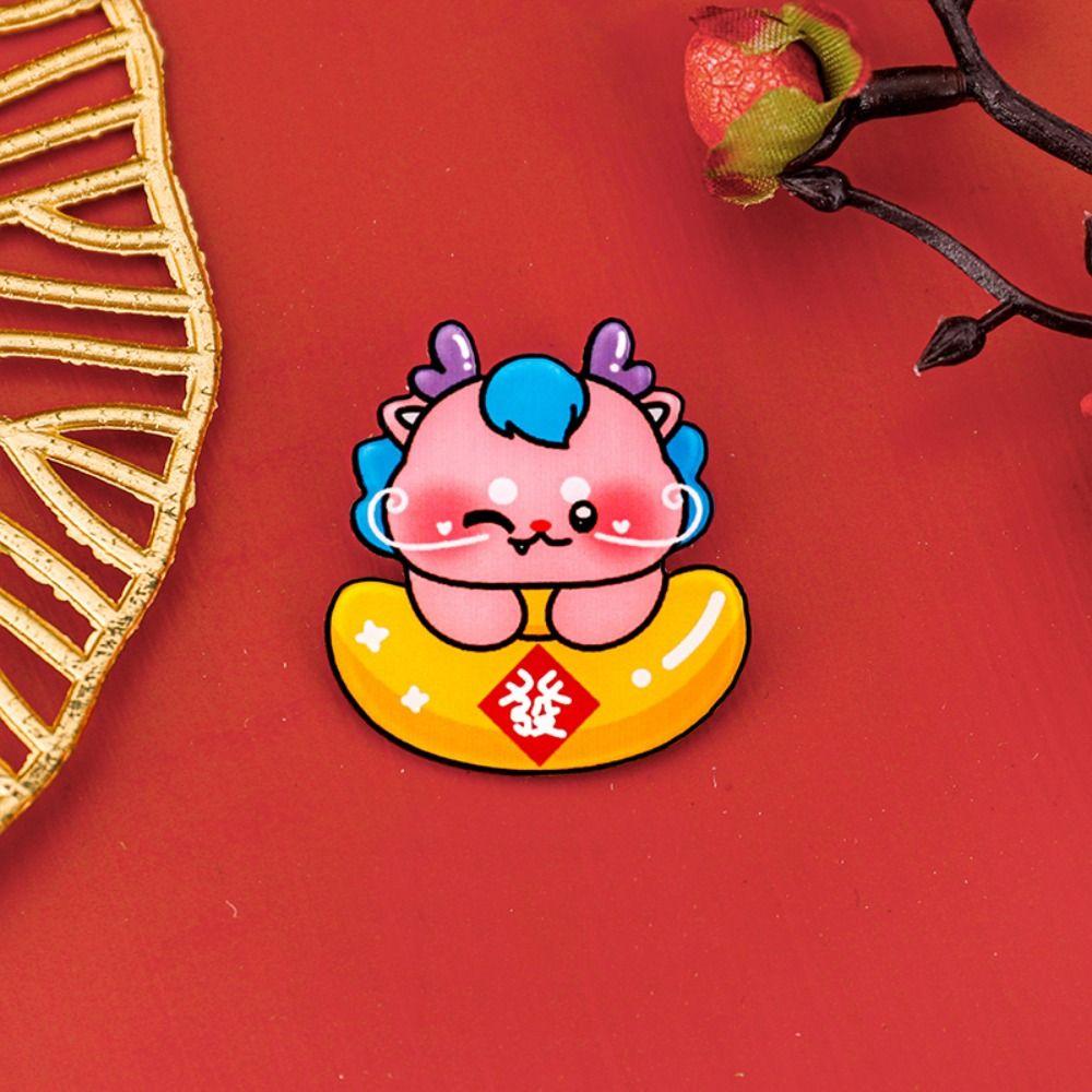 Loong Lion Dance Brooch Lucky Chinese Style Pin Cartoon New Year Badge  Girl