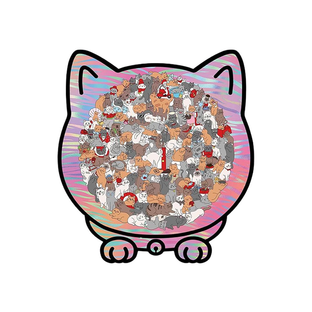 135Pieces Cat-Shape Wooden Jigsaw Puzzle Table Games Cat Stacked Puzzle Brain Games Montessori Thinking Education Toys