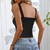 Women's Backless Tops Sexy Ribbed Short Double-breasted Backless Outing Camisole Slim Fit Clothing