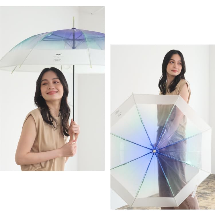 Umbrella Gradient Cut Blue Long Umbrella 60cm Long Usable Large Photogenic Photo Stunning Emo Sky Glitter Durable Stylish Cute Women Commuting To