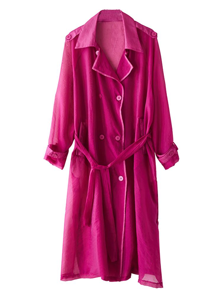 

Xitao Корейский стиль Отложной воротник Тонкий тренч Женский Длинный рукав Однотонный Лоскутный Осенний Женский Свободный Модный Плащ GJ1222 One Size