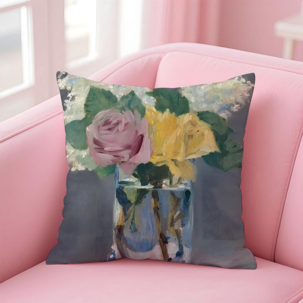 Impressionism EEdouard Manet Cushion Cover Pillow Case Ultra Soft Skin Friendly Fabric Cloud Like Comfort Concealed Zipper