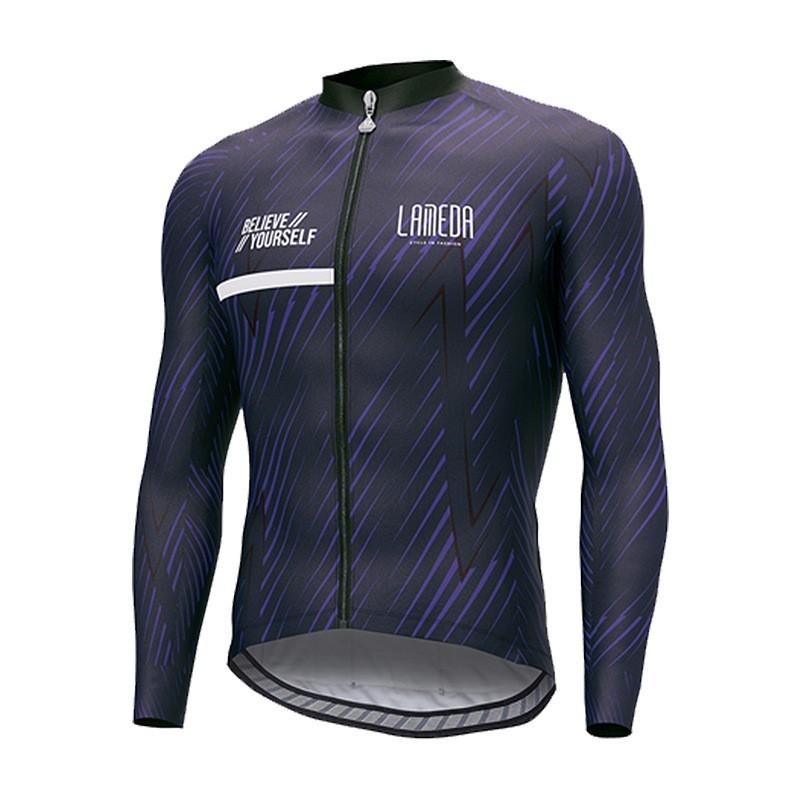 Mens Winter Thermal Cycling Jersey Long Sleeve Fleece Windproof Bike Top Road