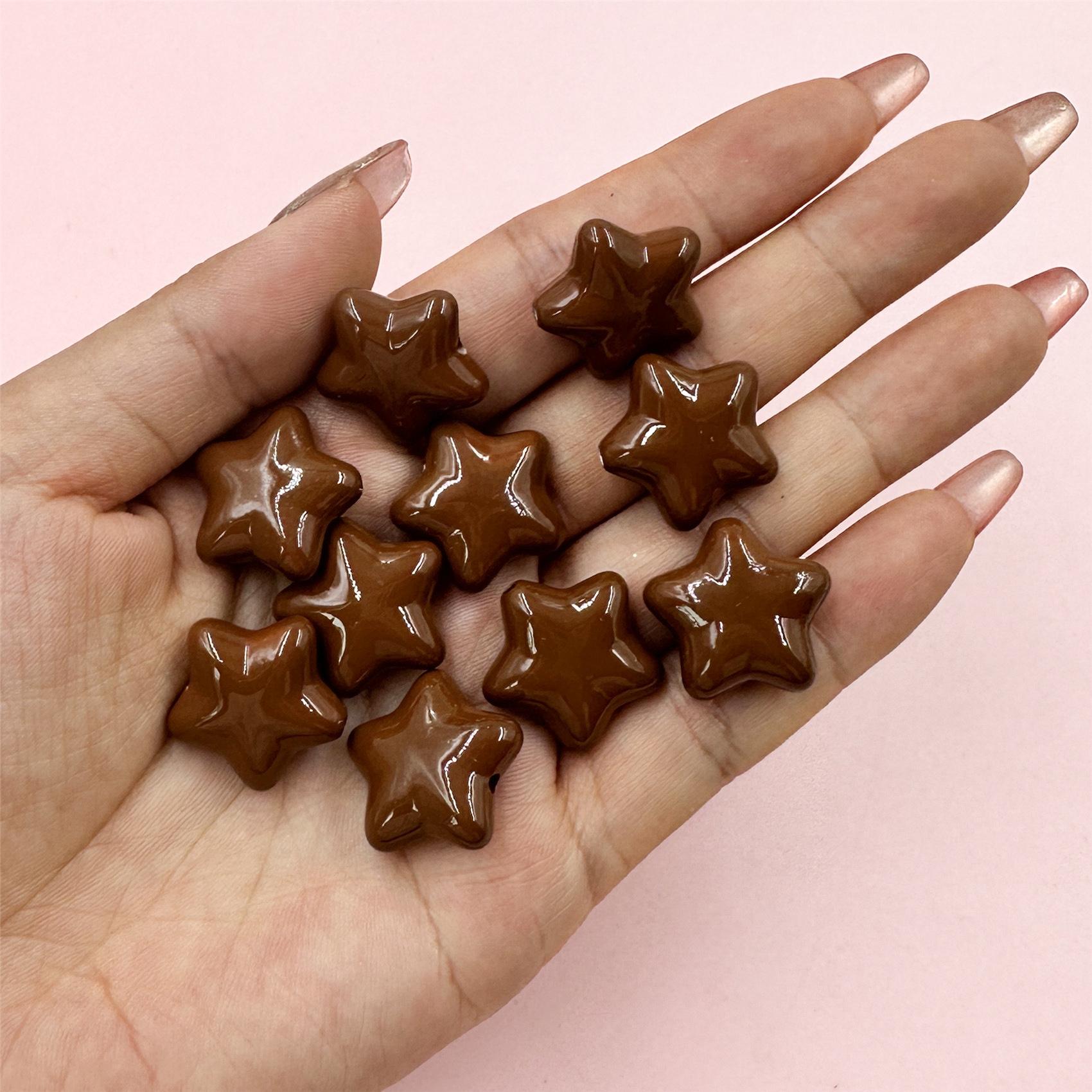 

Материалы из бисера Трехмерные ювелирные изделия Ожерелье Изготовление серег Акриловые бусины с пятиконечной звездой 19 мм 10 шт. Аксессуары кофейный