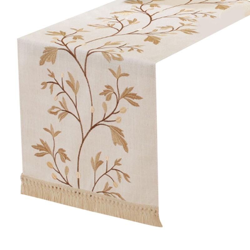 Soft Polyester Table Runner for Dining Table Decoration Natural Feel Easy Cleaning Sturdy Home Accent