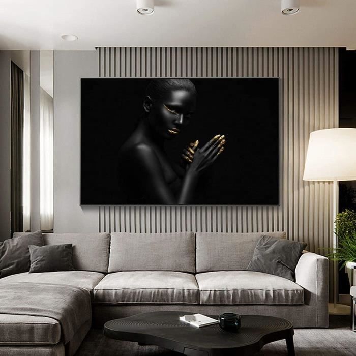 Toile - Art Scandinave - Noir - 60x80cm - Impression Full HD - Décoration Intérieure