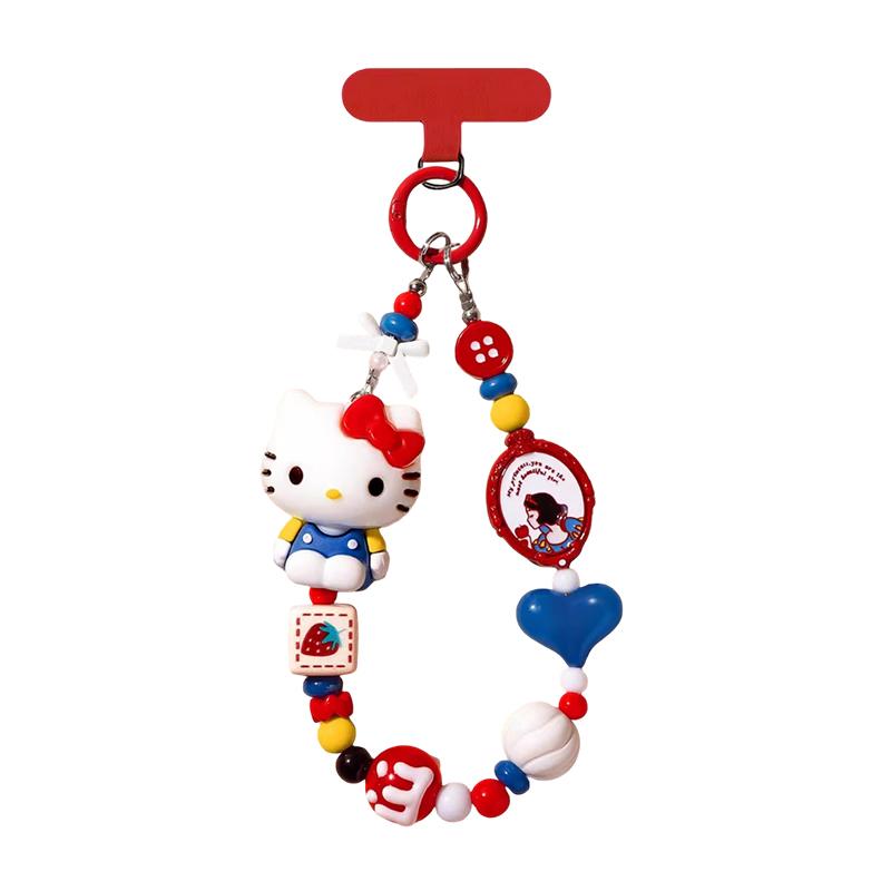 Animation Design Hello Kitty Key Rings Beaded Pendant Phone Charms Kawaii Kuromi Key Ring Adorable Hellokitty Keyring Present For Girls