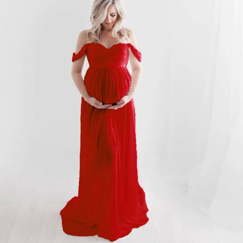 Basic Maternity Dress With Chiffon Fabric For Photoshoot And Summer Wear