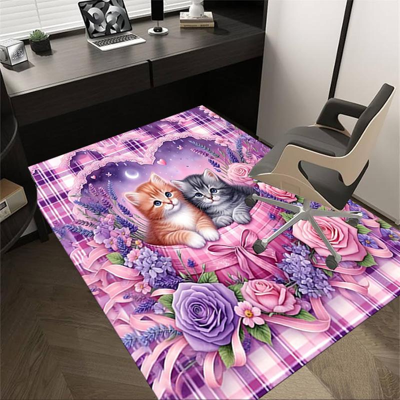 

1PC Kittens Flowers Extra Large Non-Slip Floor carpet, Office, family, bedroom, Studio - Large Area Rug Indoor Rugs, Vibrant Colors-A240 60cm by 90cm