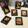 6 Stück Holz Halloween Fotorahmen Kühlschrankmagnete Aufkleber 3D Retro Geisterrahmen Kühlschrankmagnete Halloween Dekoration für Zuhause