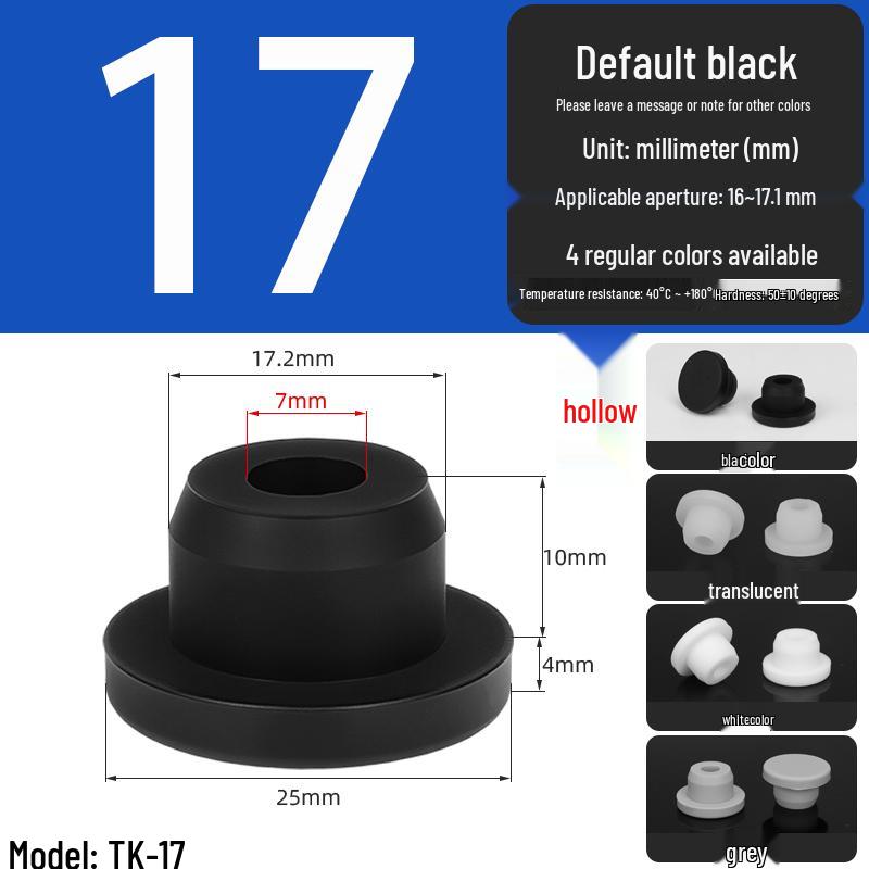 Black High-Temperature Resistant T-Shaped Silicone Stopper - Round Hole Rubber Gasket & Shock-Absorbing Blind Plug