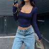 European and American Y2K Spice Girls Sexy Wind Solid Color Long Sleeve Vest T-Shirt Women's Spring and Autumn New Products