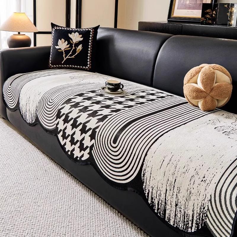 Universal special-shaped sofa cushion for all seasons 2025 new high-end straight-breasted leather sofa cover cloth towel anti-cat scratch cushion