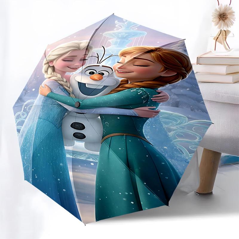 1pz Ombrello Automatico Apri/Chiudi Elsa Frozen Anna, Telaio Resistente a 8 Stecche, Design Compatto Pieghevole, Regalo Ideale per Compleanno/Festività 1179A