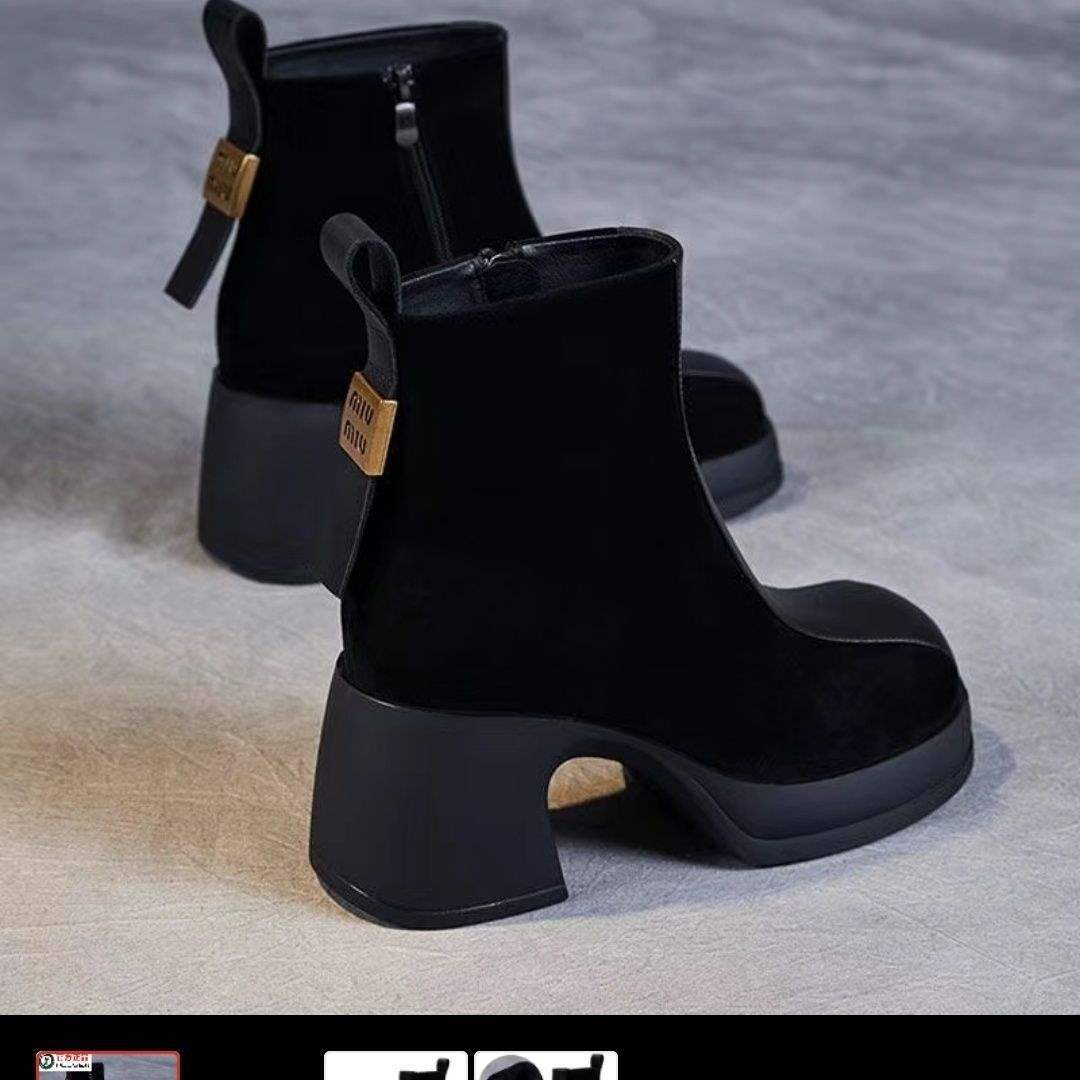 

Настоящая мягкая кожа тонкие ботинки женские модные ботинки зимние новые матовая кожа челси плюшевый толстый каблук высокий каблук теплые короткие ботинки 40