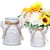 10pcs 6.1 Inch Farmhouse Vase Decor Milk Can Vintage Flower Jug Galvanized Metal Vase with Handle Rustic Flower Buckets