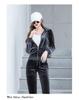 Golden Velvet Women's Casual Sports Suit: Autumn Petite Fashion Sweatshirt & Flared Pants Two-Piece Set