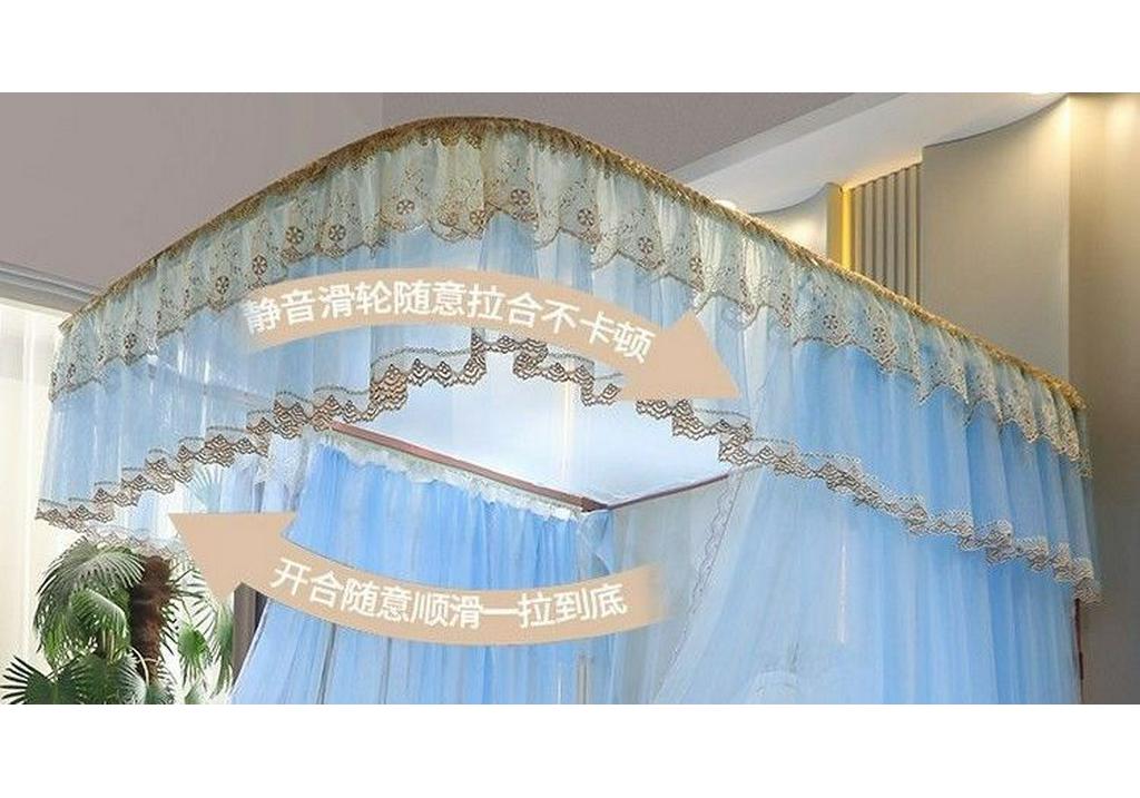 Thickened U-Shaped Mosquito Net Tent: Rail-Type, Three-Door, Princess Style for Home Use (1.8/1.2 Bed)