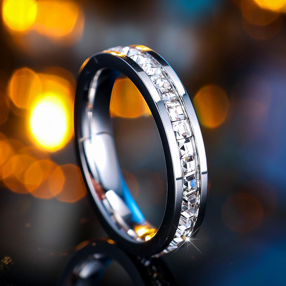 Luxus Damen Kristall Zirkon Stein Verlobungsring Vintage Silber Farbe Hochzeit Für Damen