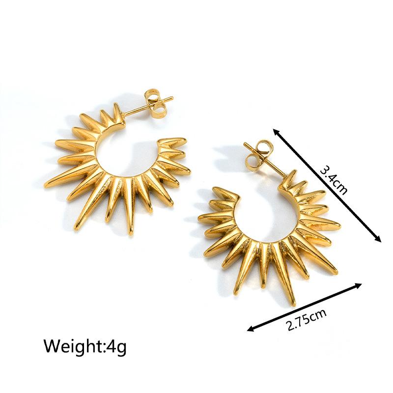 European and American Style Exaggerated Sunflower Earrings, Fashionable Personalized Earrings, Earrings, Women's Tide Titanium Steel Gold-plated