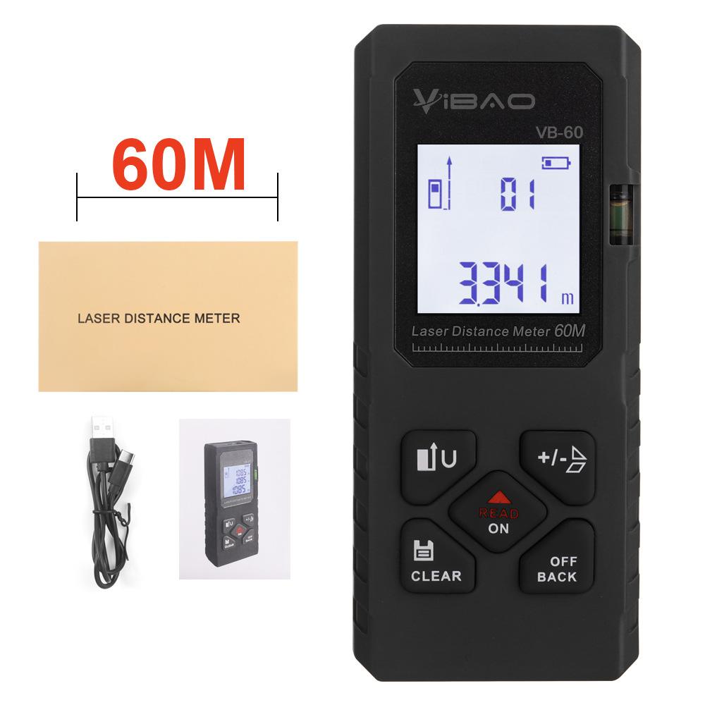 60M Mini Smart Laser Distance Meter Measure Infrared Rangefinder USB Rechargeable Portable Handheld Laser Range Finder Tools