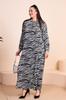 Women's Big Size Dress Plus Size Patterned Viscose Dress Mother Brown