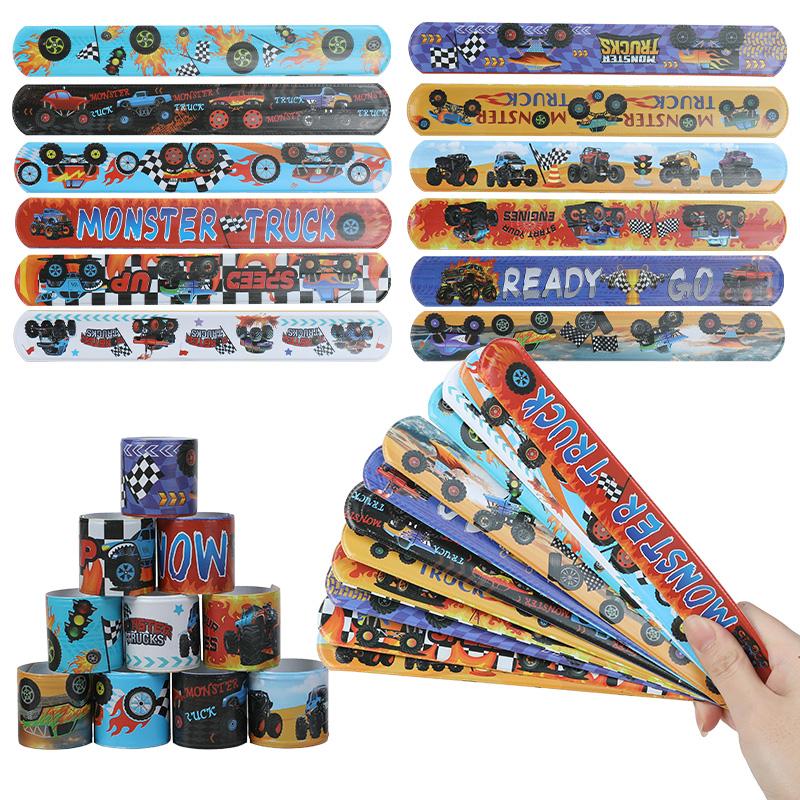 12Pcs Racing Car Slap Bracelets Kids Birthday Party Favors Pinata Filler Guests Gift Sport Themed Party Supplies Christmas Decor