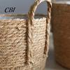 Garden Plant Display Baskets Woven Seagrass Pot with Handle, Built-in Plastic Film Lining Sustainable Straw Planters Storage Basket, Natural