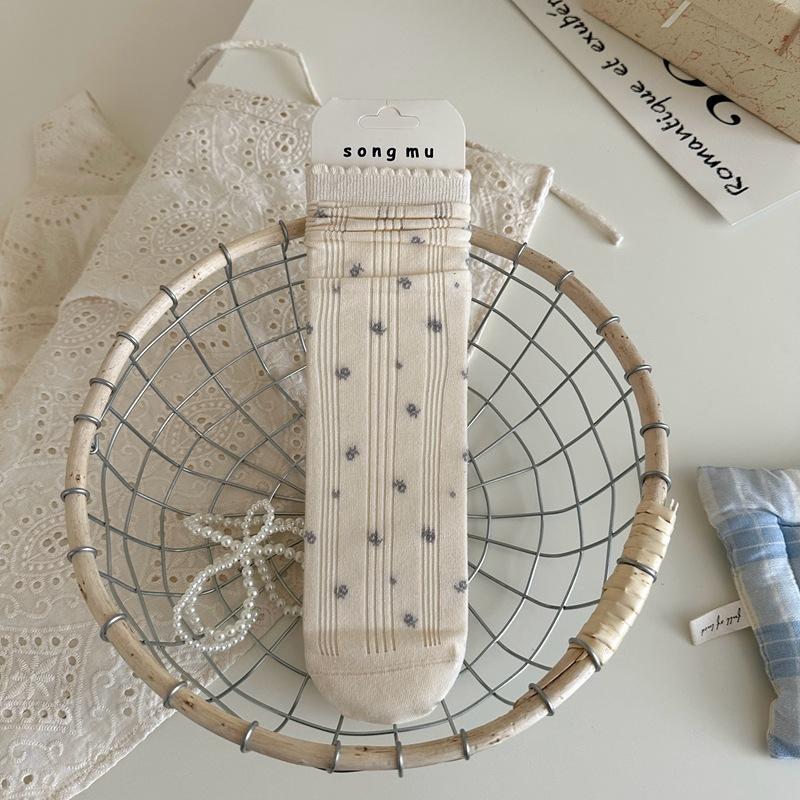 Twist Button Wool Socks Children'S Medium Tube Socks Korean Thickened Warm Maillard Long Texture Stacking Socks
