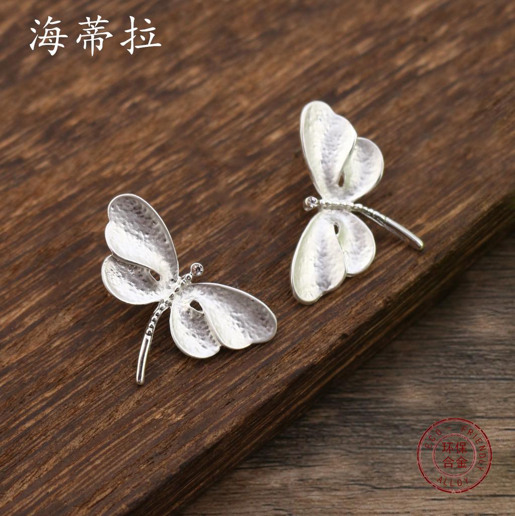 New enamel butterfly stud earrings pendant set, women's personalized high-end butterfly necklace