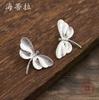New enamel butterfly stud earrings pendant set, women's personalized high-end butterfly necklace