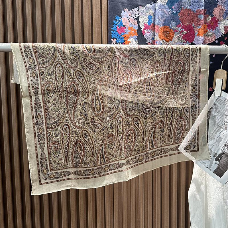 French retro paisley silk silica square scarf women s summer thin breathable mulberry silk scarf versatile silk scarf 65*65cm