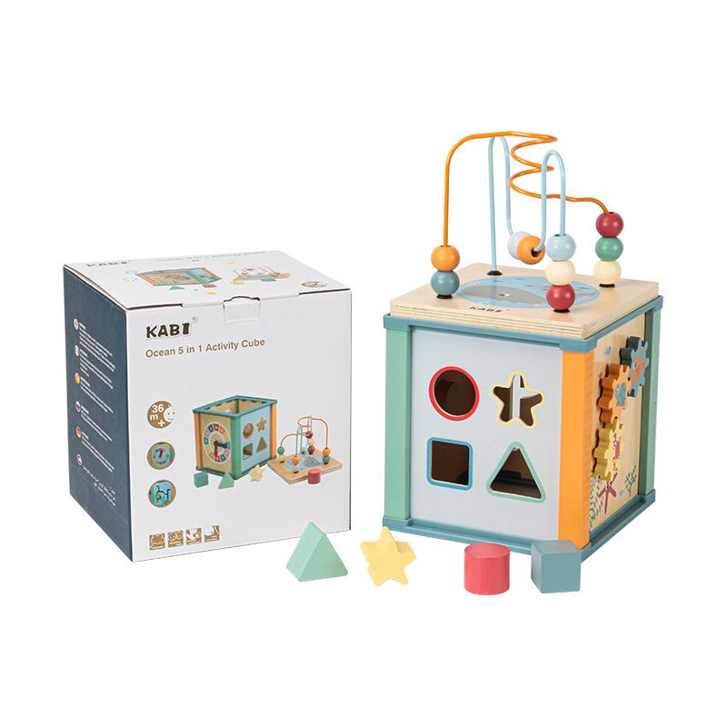 Cross-border Marine Tetrahedron Shape Matching Bead Maze Early Education Wooden Toy