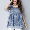 Chiffon Short Sleeved Plus Size Women's Top with Floral Loose T Round Neck and Stylish Small Shirt