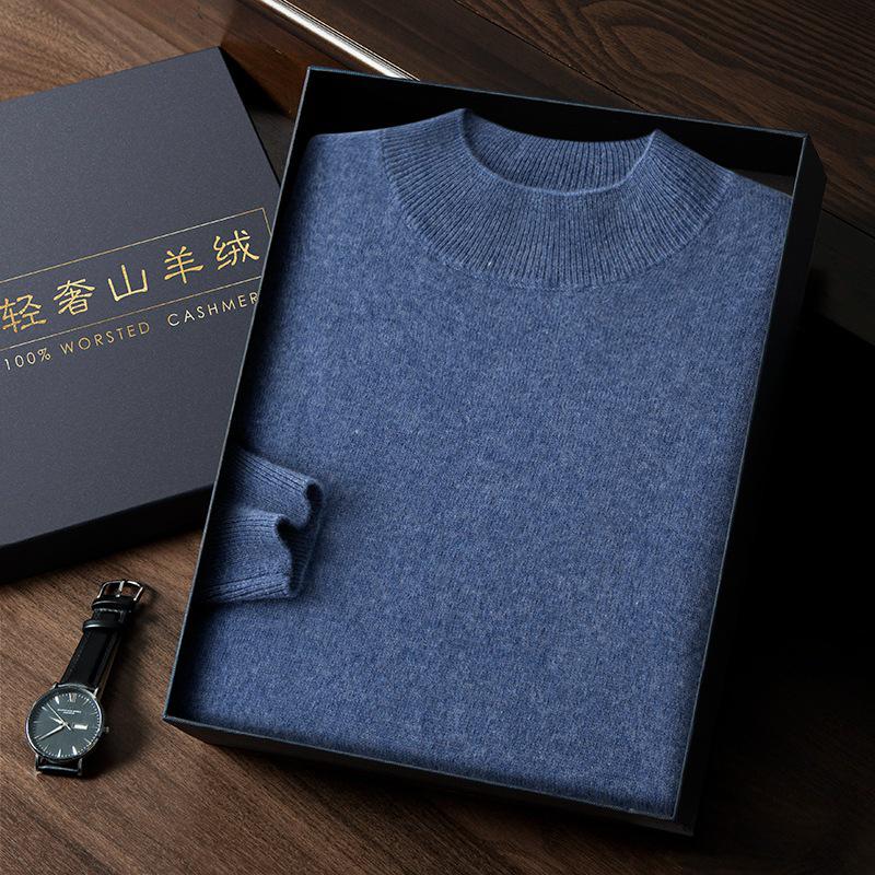 Seamless Men's Cashmere Half-Neck Sweater for Autumn/Winter - Versatile Knitwear