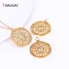 DIY Nacklace Making Supplies Inlaid Zircon Round Sun Charms Gold Plated Brass Sun Pendants For Jewelry Making Accessories