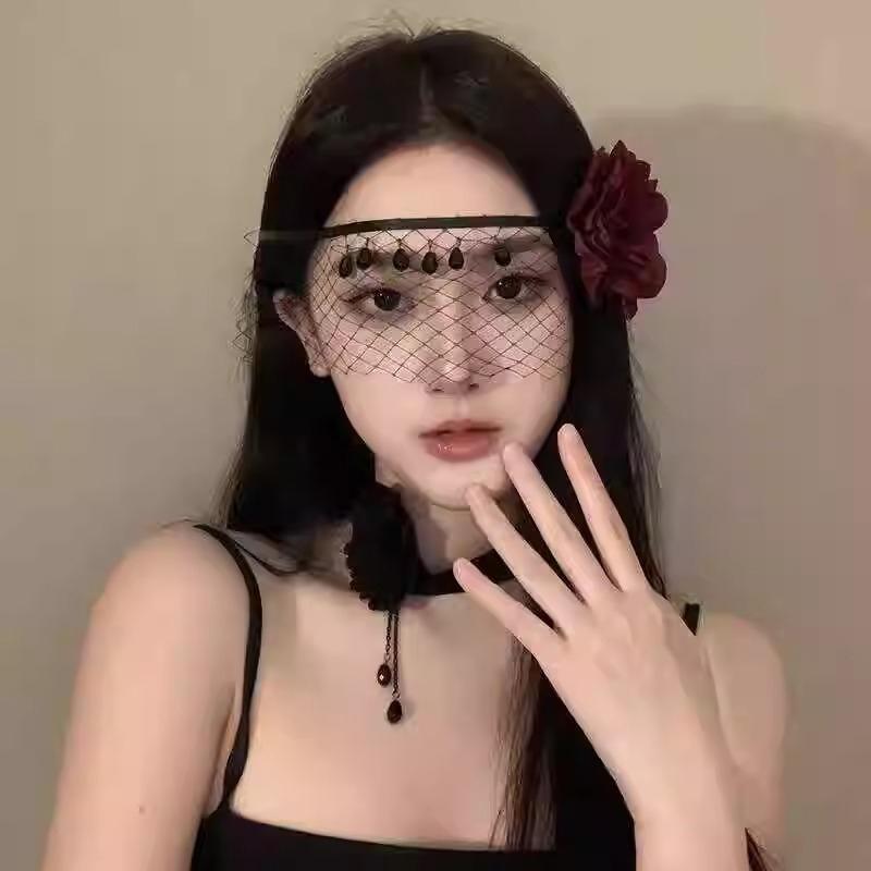 Retro Lace Princess Half Face Mask For Women Vintage Sexy Flower Tied Mask Gothic Party Accessory Masquerade Costume Prop