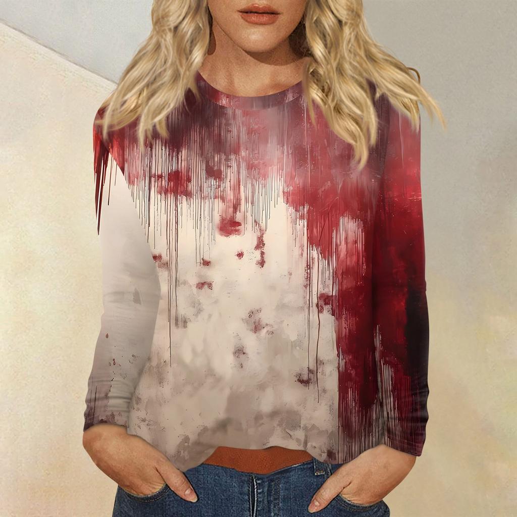 Haut Pull-over Décontracté Mode Femme Imprimé Halloween Col Rond Manches Longues