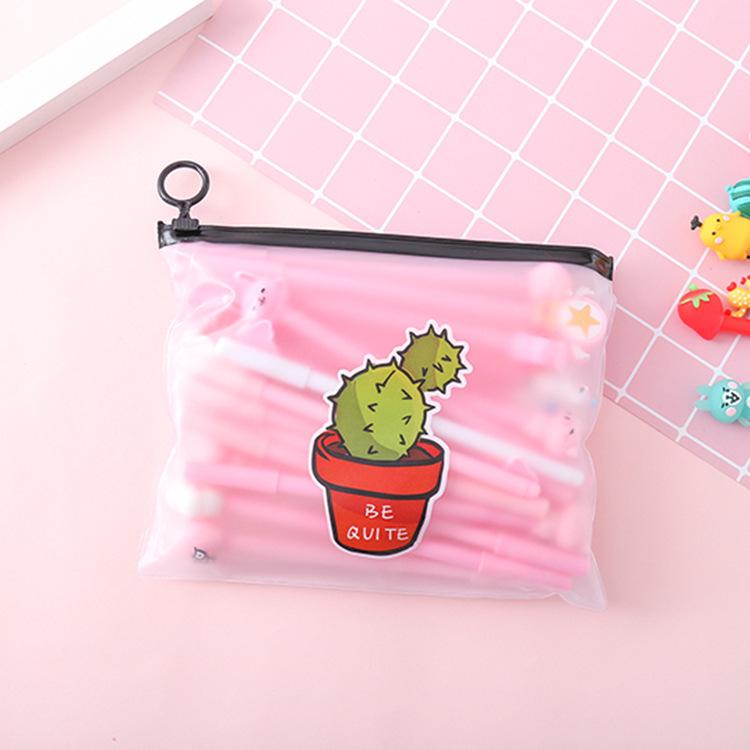 20-Piece Cartoon Gel Pen Set with Pencil Case - Black Ink 0.5mm