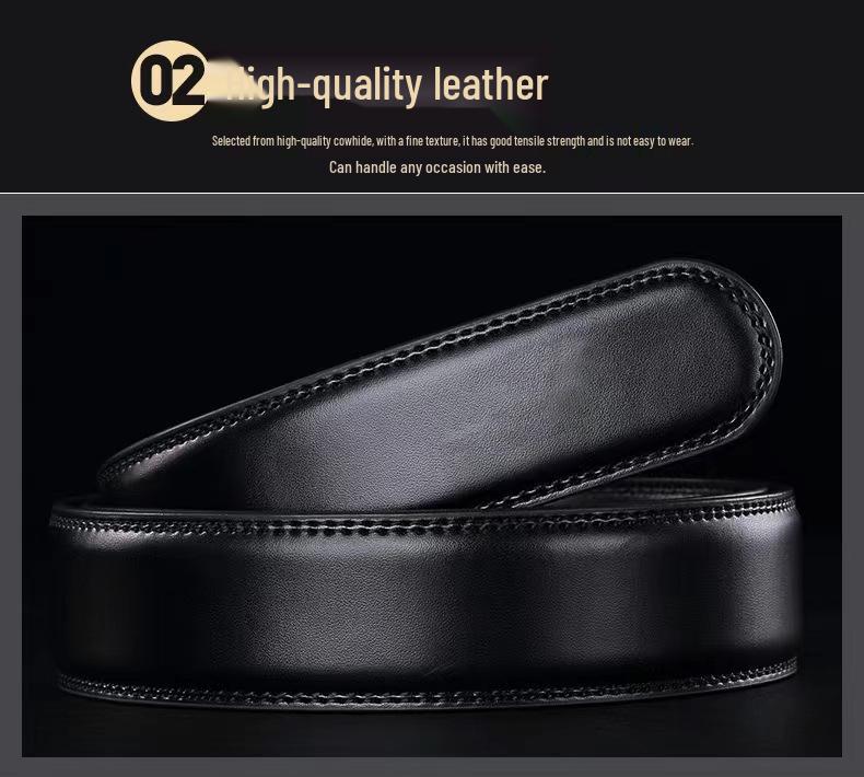 Men's Genuine Leather Belt - Automatic Buckle, Casual Fashion, Business Trousers Style.