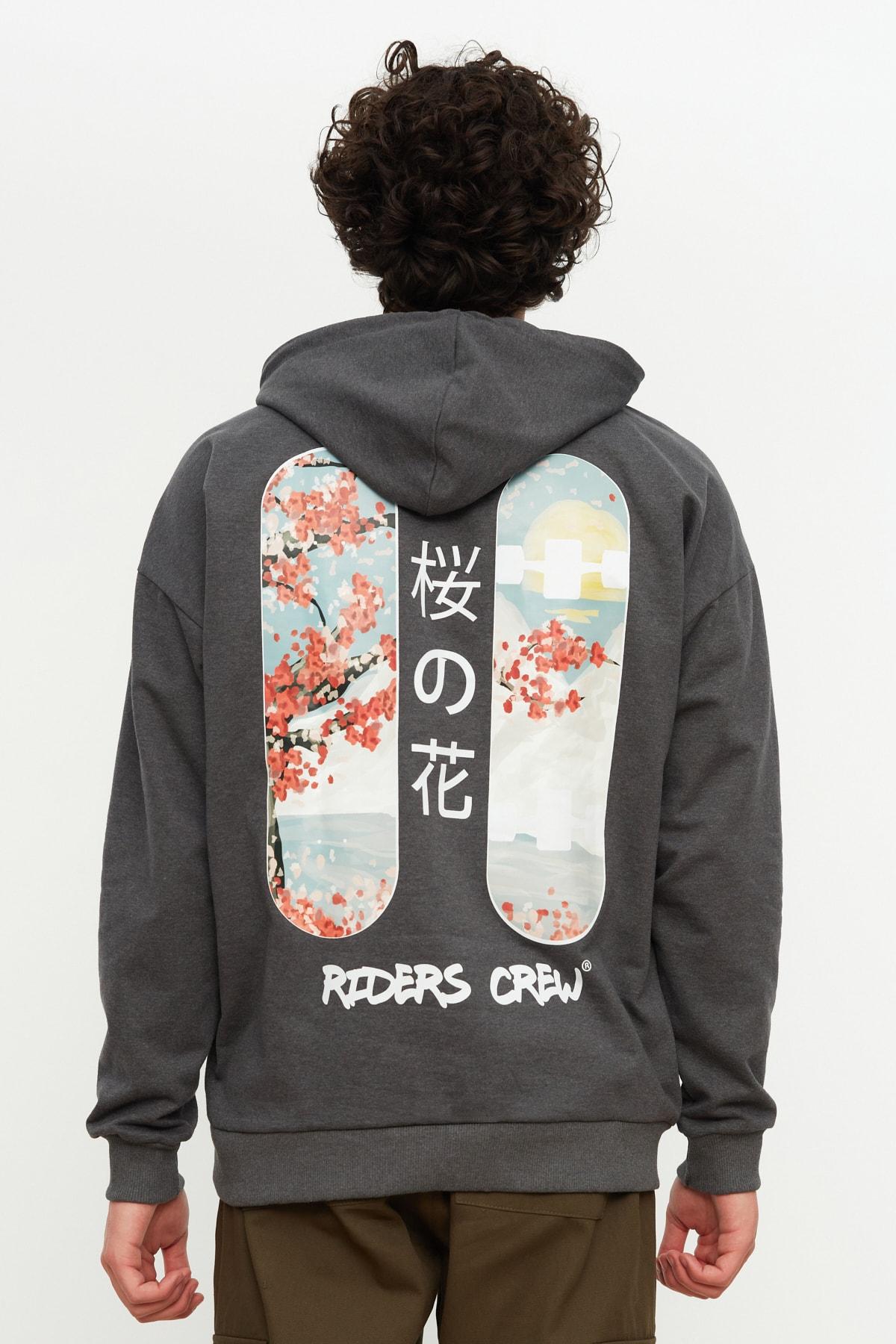 

Антрацитовая мужская толстовка с длинным рукавом и принтом оверсайз TMNAW22SW0969..